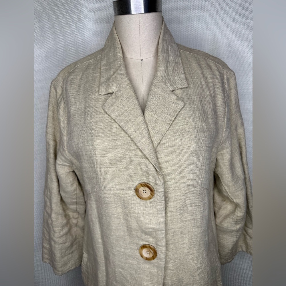 J. Jill Linen Jacket Small Neutral Button Front Lightweight Chic Layered Top - Picture 2 of 9